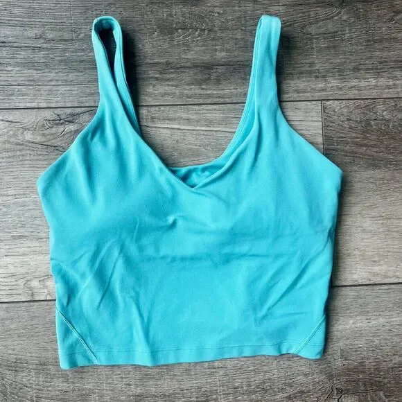 Lululemon Align Crop Buttery Soft Workout Top Bra Lined Stretchy Comfy Baby Blue - Picture 1 of 5